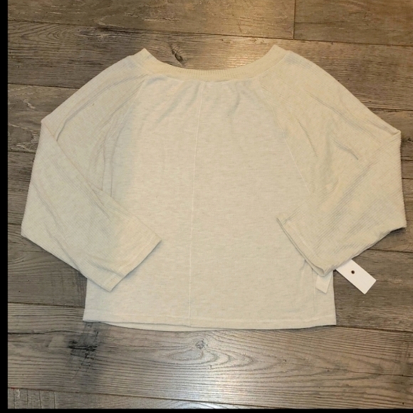 Treasure & Bond Wide Neck Raglan Top Long Sleeve Knit Beige Sweater Womens M - Picture 7 of 8